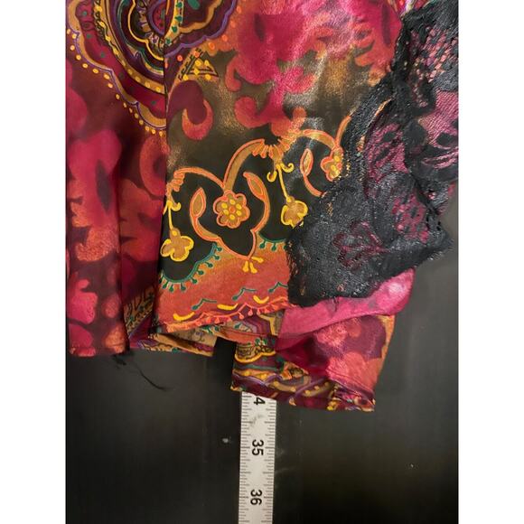 Vintage Victorias Secret Gold Label Womens Slip Dress Small Paisley Satin Lace - Picture 5 of 6